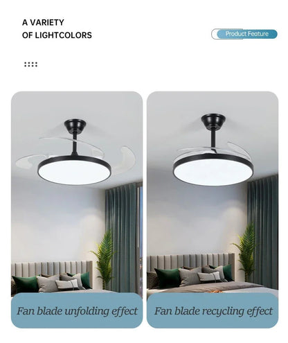 Ceiling Fan With Light Modern Remote Smart Invisible Ceiling Fan Bedroom Lamp