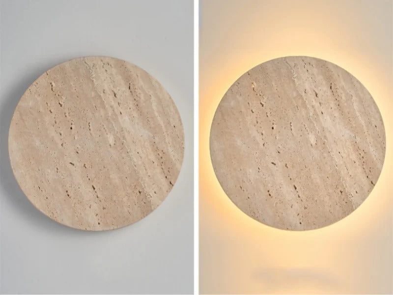 Creative Cave Stone Clock Wall Lamp Wabi Sabi Background Wall Light sconce