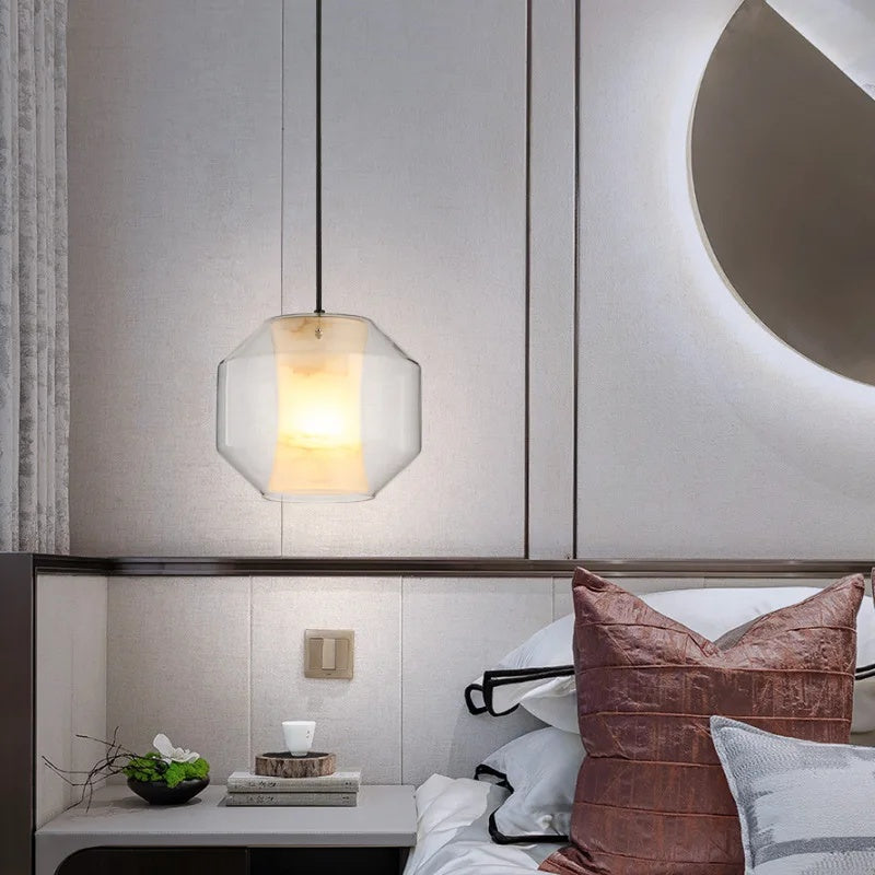 Alabaster Glass Cylinder Pendant Light