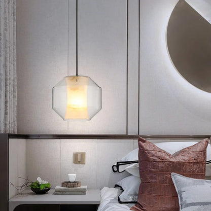 Alabaster Glass Cylinder Pendant Light