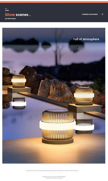 Outdoor wall column head lamps Waterproof solar floor lights  Pillar Wall lighting LED