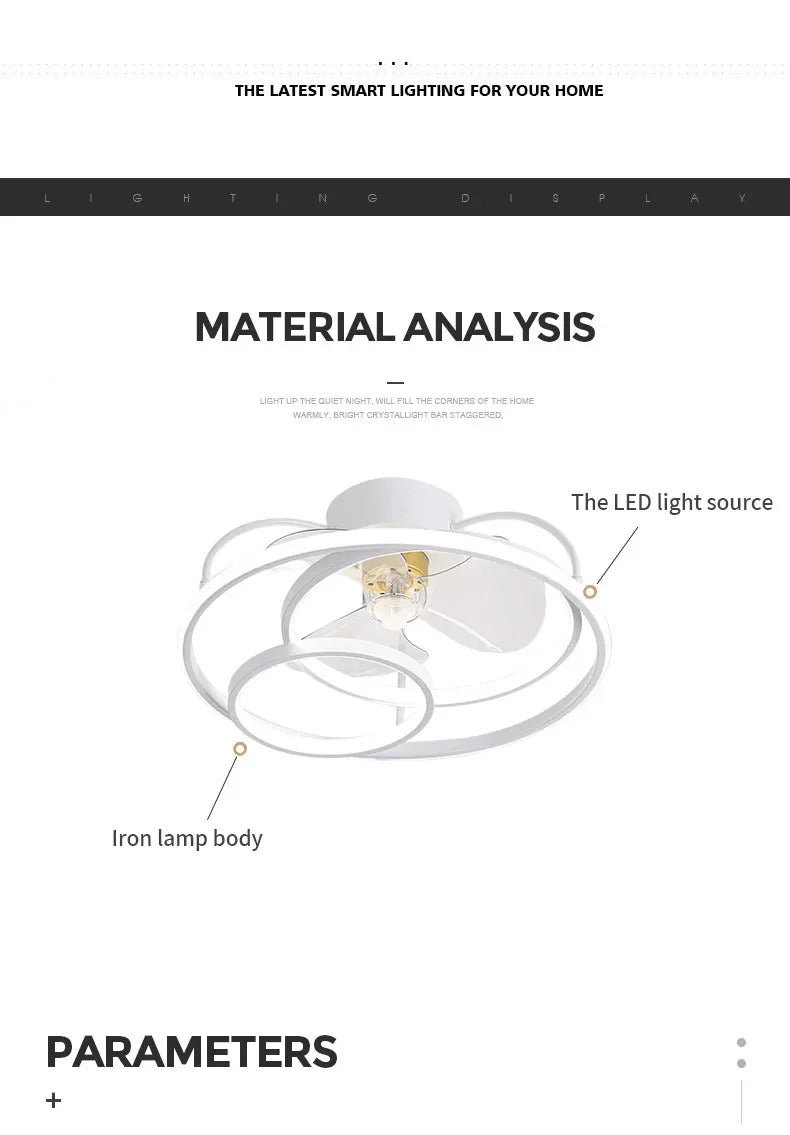 Modern simple LED Ceiling Fan Lamp with remote control Dining Room Bedroom Indoor lighting