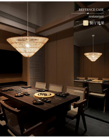 Nordic Umbrella Rattan Pendant Light Wabi sabi pendant lamp