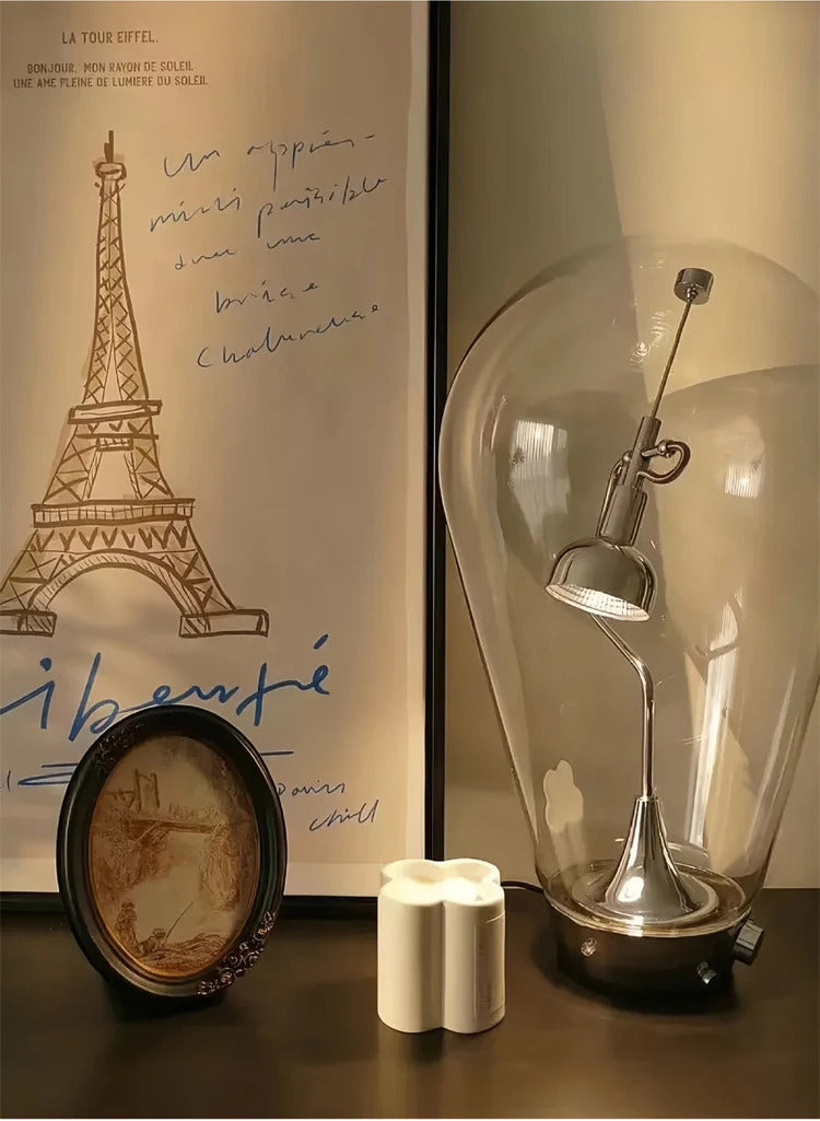 Italian Vintage Dimmable Table Lamp Rotary Glass Desk Light