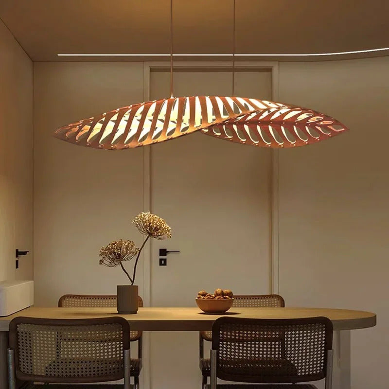 Japanese Wabi Sabi Leaf Chandeliers Art designer Fish Bone Retro Minimalist Pendant Light