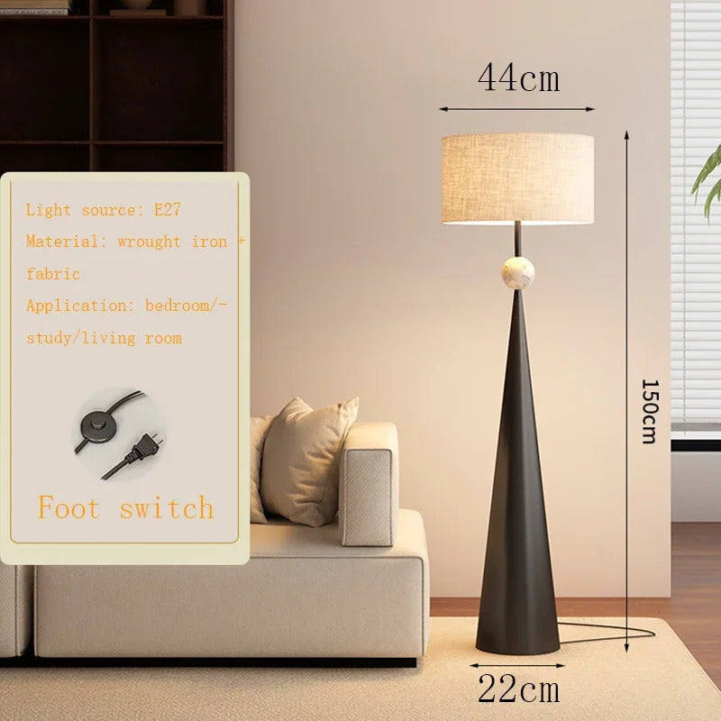 Wabi-sabi Floor Lamp Cloth Cover Art Decorative Bedroom Bedside Floor Light