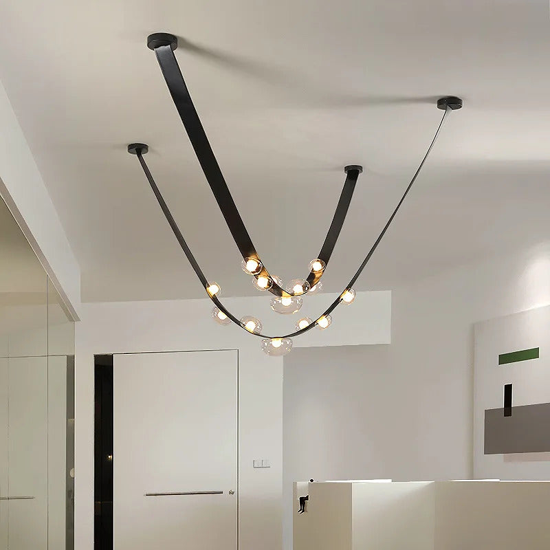 Italian Designer Loft Chandelier Luxury Leather Hanging Pendent Light