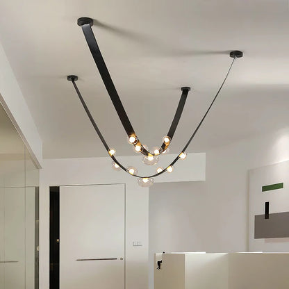 Italian Designer Loft Chandelier Luxury Leather Hanging Pendent Light