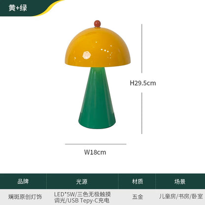 Memphis Mushroom Iron Art LED Table Lamps with Touch Switch USB Charging Desk Lights Living Room Bedroom Office Restaurant Study