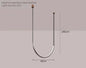 Nordic U-shaped Line Pendant Light LED Long Leather Hanging Lamp