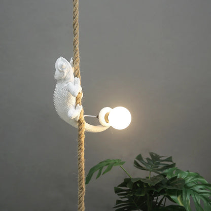 Resin chameleon pendant light Retro Hemp Rope Monkey Pendant Lamp