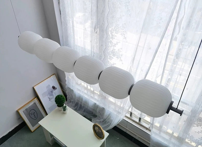 White glass bulb chandelier Long glass pendant lamp for Bedroom living room restaurant Bar Minimalist Necklace LED pendant light