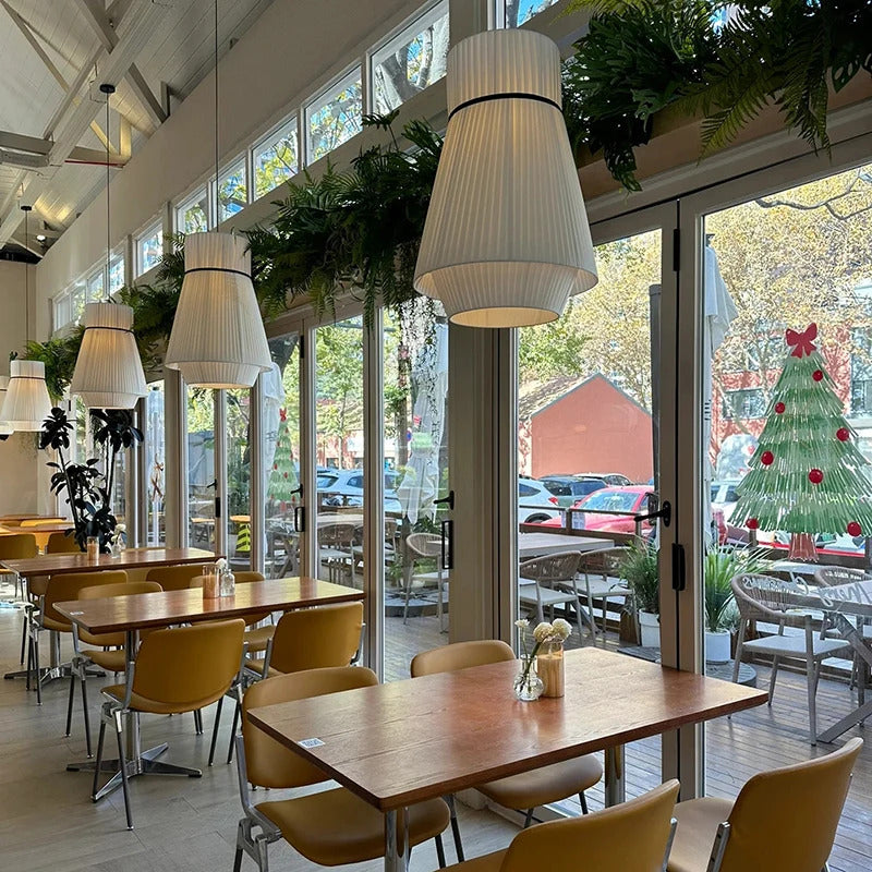 Wabi Sabi White Fabric Pendant Lamp Nordic Restaurant Decoration Cloth Chandelier