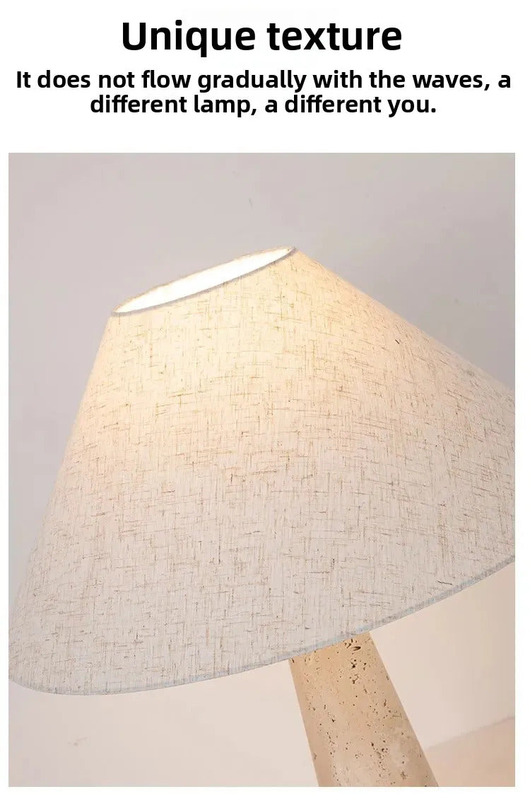 Yellow Travertine Fabric Art Table Lamp Japanese Stone Table Lamp