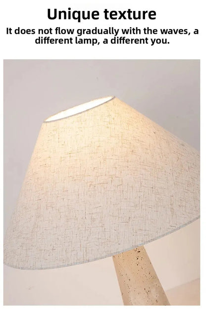 Yellow Travertine Fabric Art Table Lamp Japanese Stone Table Lamp