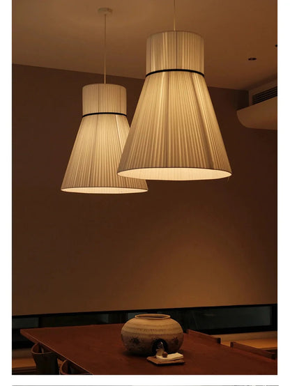 Wabi Sabi White Fabric Pendant Lamp Nordic Restaurant Decoration Cloth Chandelier