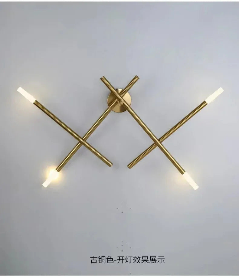 Nordic line Art Wall Lamp Modern Minimalist Creative Cross Shaped Sconce light