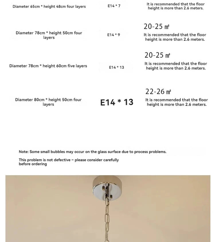 White Petal Glass chandelier French branch shaped crystal pendant light