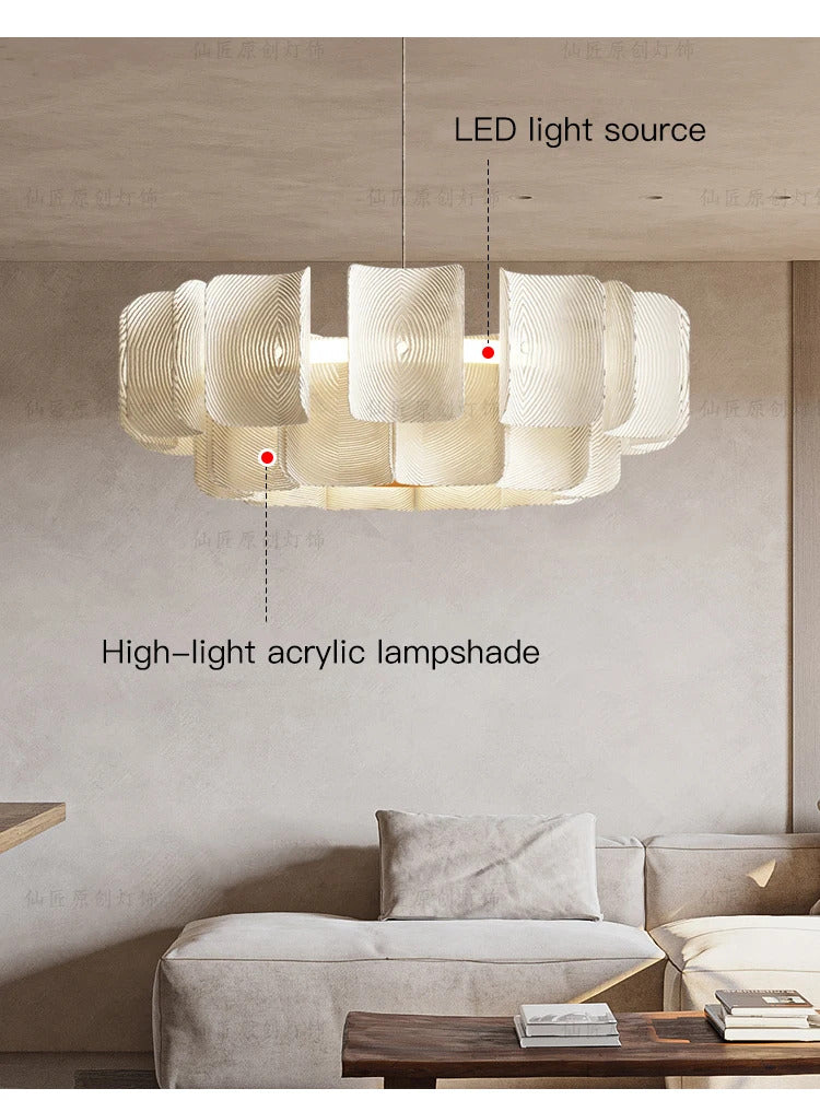 Creative Living Room Large Chandelier Minimalist Wabi Sabi LED Chandelier