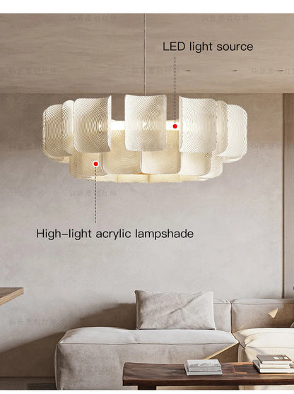 Creative Living Room Large Chandelier Minimalist Wabi Sabi LED Chandelier