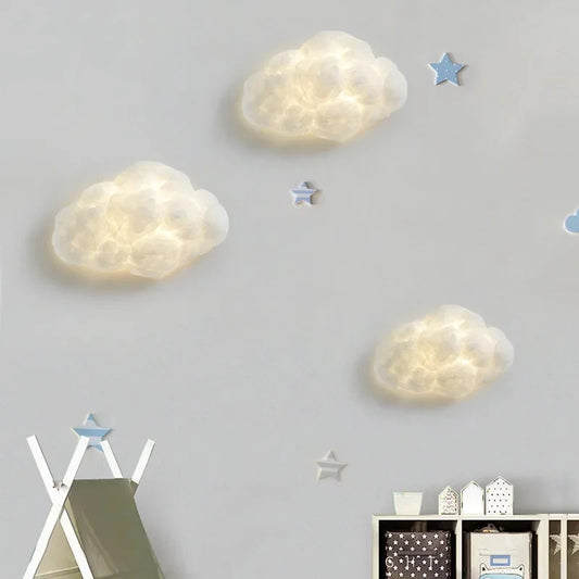 Novelty Cloud Wall Sconce Light Kids Children Bedroom Bedside Cartoon Cotton wall lamp