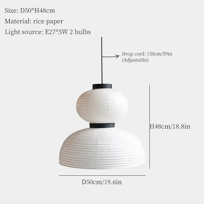 Wabi-sabi Pendant Lamp Rice Paper Pendant Light for Living Room Bedroom Restaurant Home Decor Japan Style Chandelier