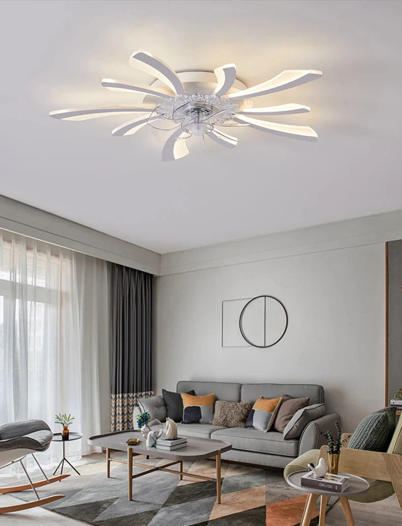 Modern Ceiling Fans with Lights, Fan Lamp Petal Ceiling Fan for Bedroom/Living Room