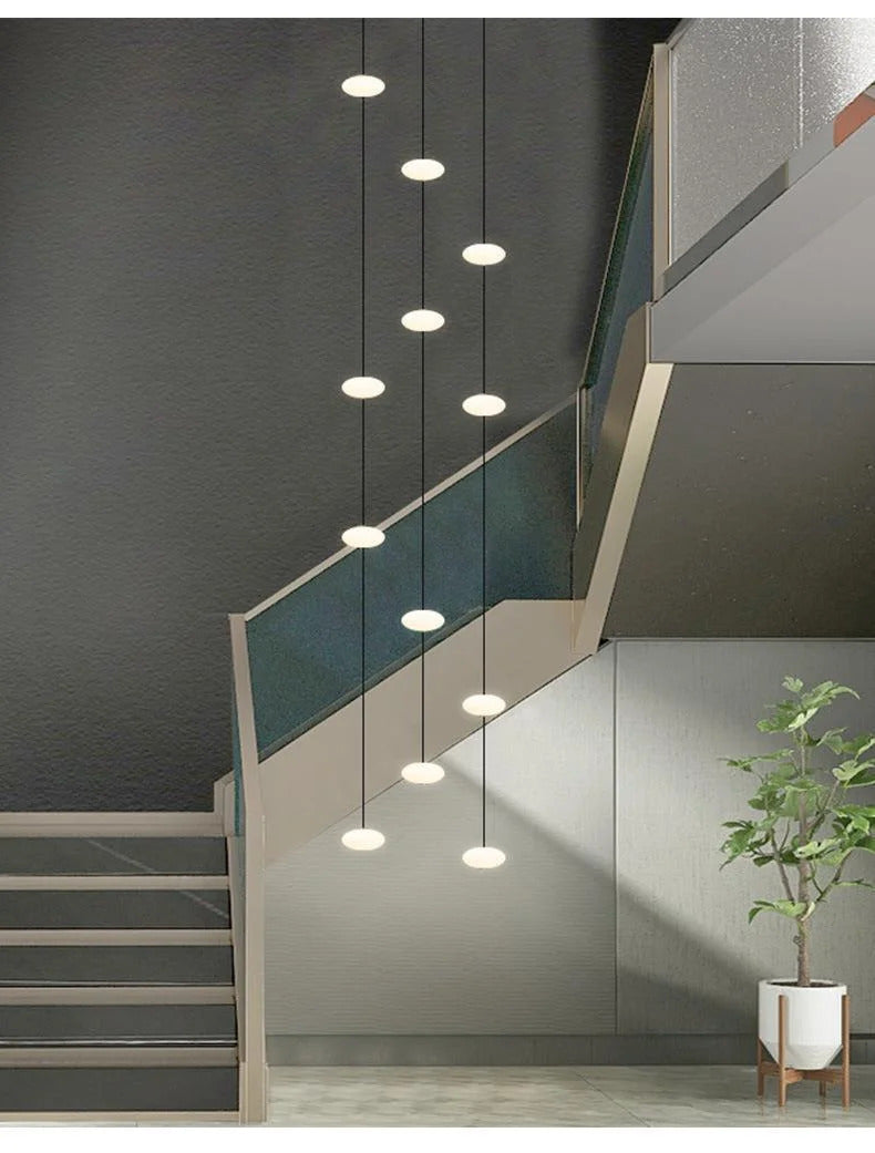 Modern villa Staircase Chandelier Nordic Oval String Ball Duplex Building LED pendant Light