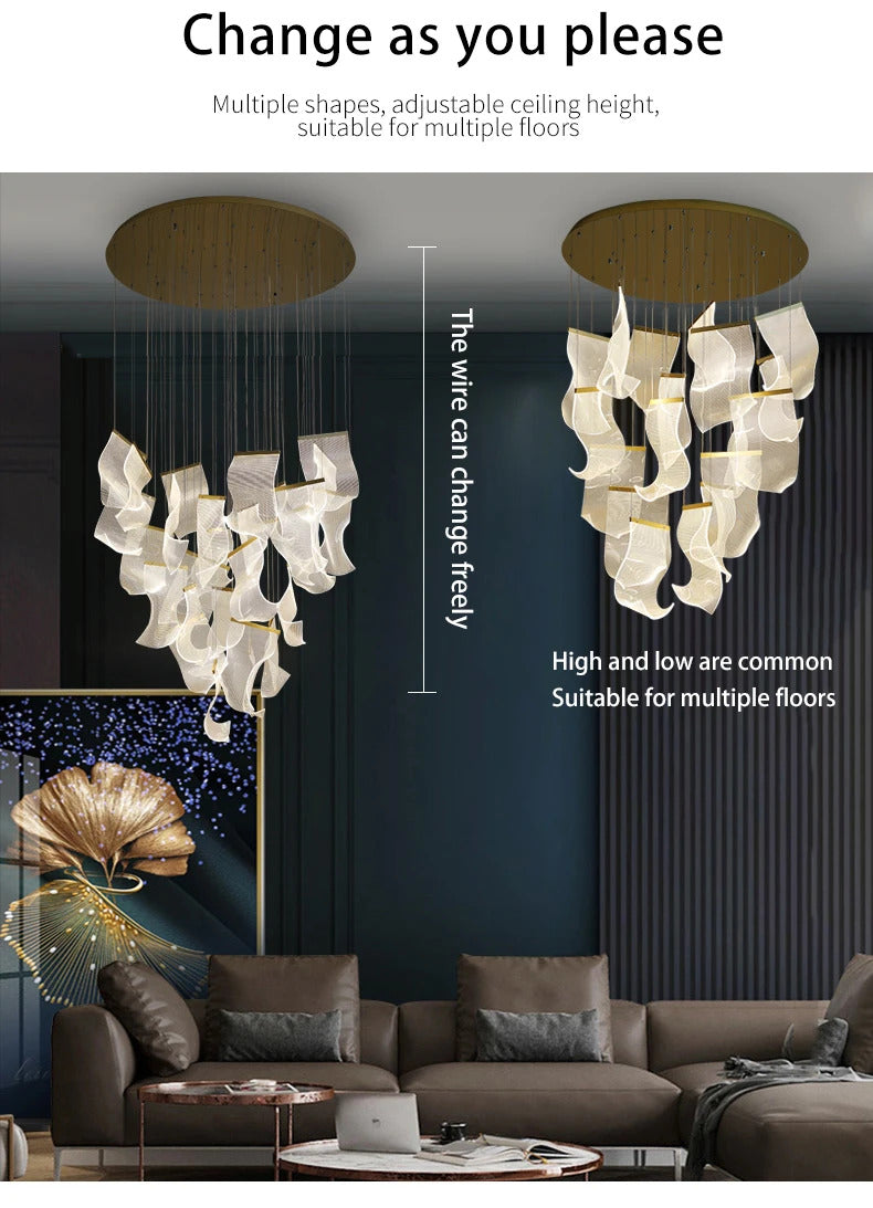 Rinkle Suspended Lights Modern Guide stairwell Chandelier