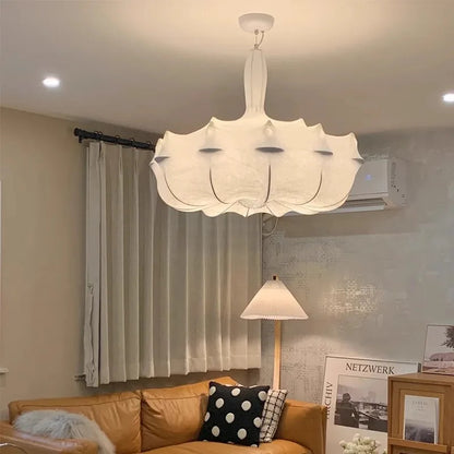 Modern Japanese Wabi Sabi Silk Pendant Lamp Living Dining Room Bedroom Ceiling Chandelier