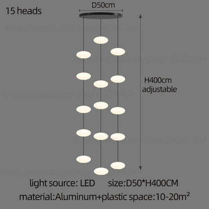 Modern villa Staircase Chandelier Nordic Oval String Ball Duplex Building LED pendant Light