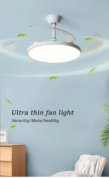 Ceiling Fan With Light Modern Remote Smart Invisible Ceiling Fan Bedroom Lamp