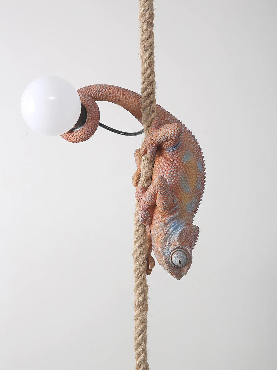 Resin chameleon pendant light Retro Hemp Rope Monkey Pendant Lamp