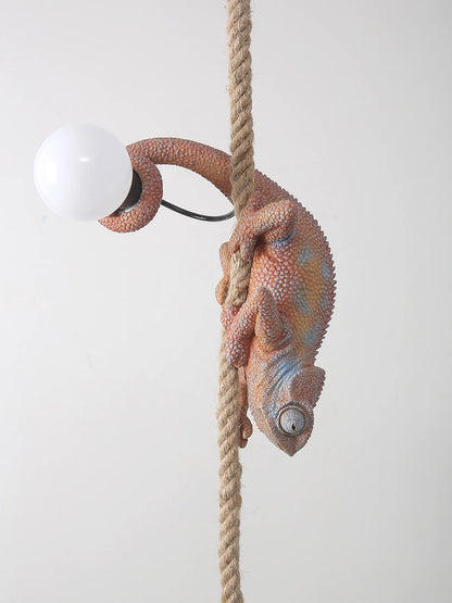 Resin chameleon pendant light Retro Hemp Rope Monkey Pendant Lamp