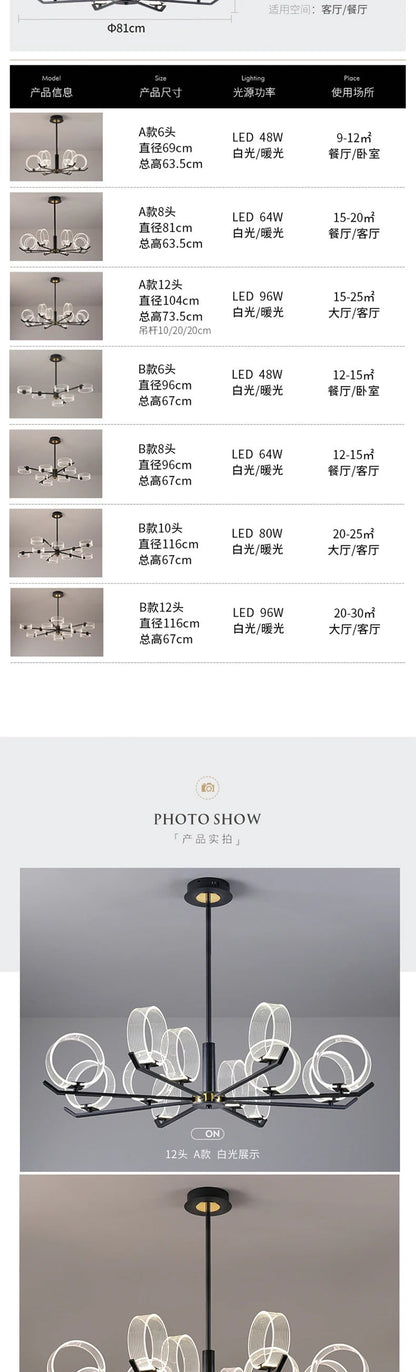 Acrylic LED Chandeliers modern retro lamp hanging