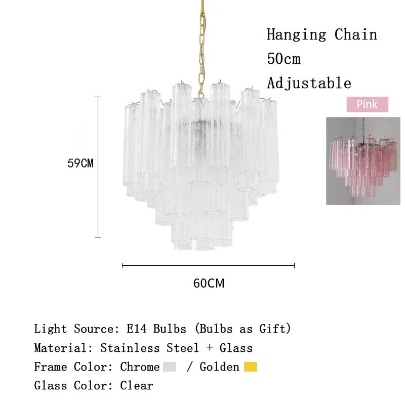 Modern Pink Glass Chandelier Designer Texture Glass Chandelie