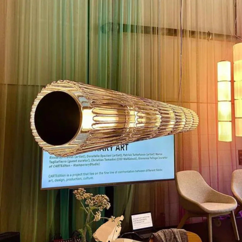 Restaurant Long Stripe Pendant Light Smoke Gray Glass Lampshade Nordic Led Hanging Light Living Dining Room Decor Pendant Lamp