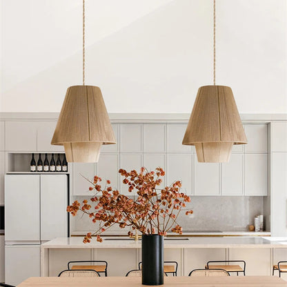 Vintage Wabi Sabi Pendant Lamp Hemp Rope Chandelier