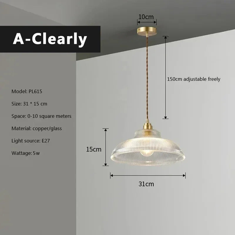 Retro Glass Pendant Light Nordic Home Decoration Lighting