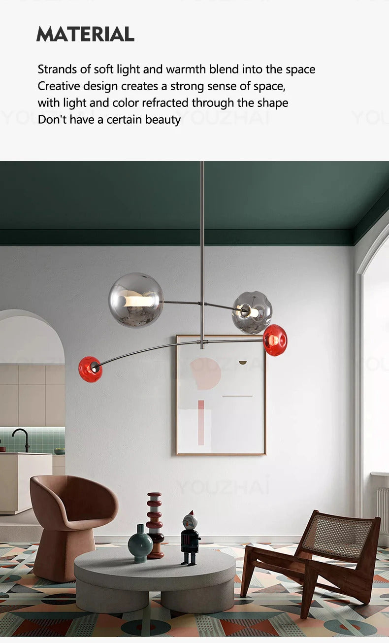 Nordic Art Magic Bean Pendant Lamp Modern Glass Chandelier