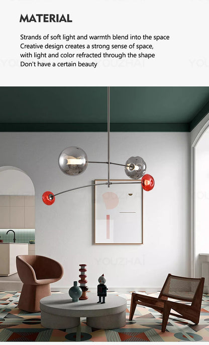 Nordic Art Magic Bean Pendant Lamp Modern Glass Chandelier