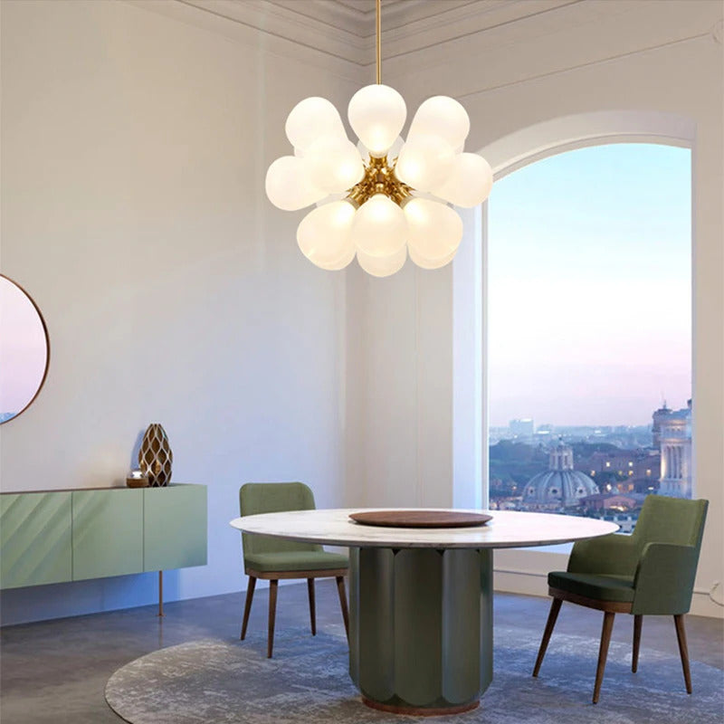 Our blue bubble Chandelier dining table light fixtures