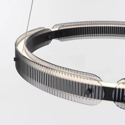 Modern black round chandelier Nordic simple glass lampshade ring LED pendant lights