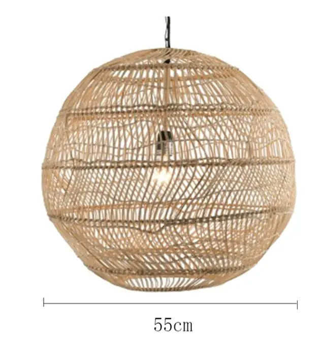 Natural Rattan wicker hanging lamp Chinese Style suspension