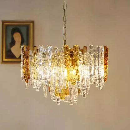Modern Melting Ice Whiskey chandelier Italy Designer Luxury crystals Amber pendant lamps