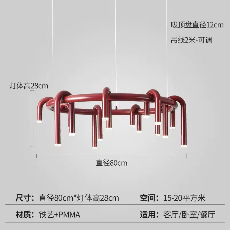 Nordic U-shaped Pendant lamp water pipe long strip Chandelier