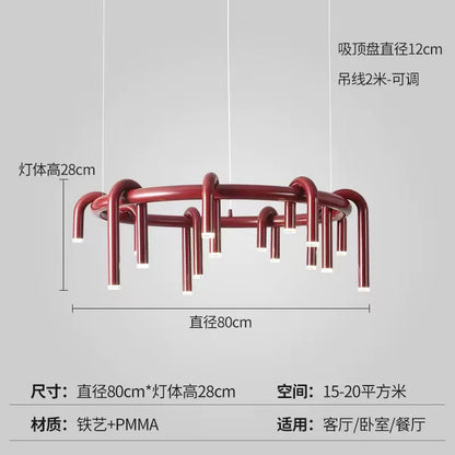 Nordic U-shaped Pendant lamp water pipe long strip Chandelier