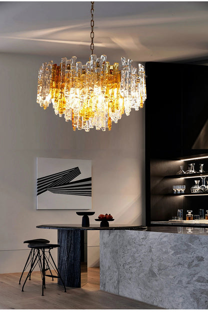 Modern Melting Ice Whiskey chandelier Italy Designer Luxury crystals Amber pendant lamps