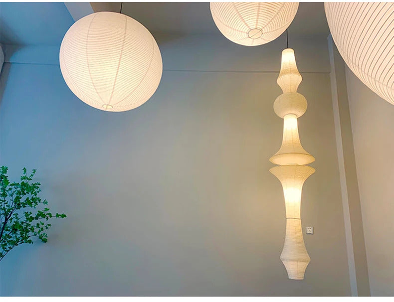 Nordic Wabi Sabi Wind Rice Paper Led Pendant Lights Living Room Bedroom Corner Chandelier