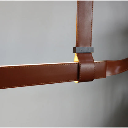 Modern Leather Chandelier LED Belt Fabric Pendant Lamp For Hotel Living Room Office Decor Minimalist Dining Table Hanging Lamp